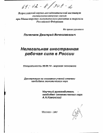 Нелегальная иностранная рабочая сила в России - тема диссертации по экономике, скачайте бесплатно в экономической библиотеке