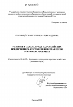 Условия и охрана труда на российских предприятиях - тема диссертации по экономике, скачайте бесплатно в экономической библиотеке