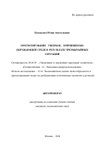 Прогнозирование ущербов, причиняемых окружающей среде в результате чрезвычайных ситуаций - тема автореферата по экономике, скачайте бесплатно автореферат диссертации в экономической библиотеке