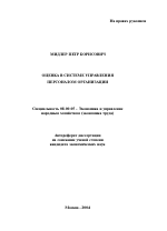 Оценка в системе управления персоналом организации - тема автореферата по экономике, скачайте бесплатно автореферат диссертации в экономической библиотеке