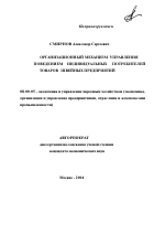 Организационный механизм управления поведением индивидуальных потребителей товаров швейных предприятий - тема автореферата по экономике, скачайте бесплатно автореферат диссертации в экономической библиотеке