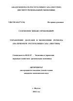 Управление долгами в экономике региона - тема автореферата по экономике, скачайте бесплатно автореферат диссертации в экономической библиотеке