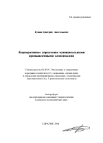 Корпоративное управление муниципальными промышленными комплексами - тема автореферата по экономике, скачайте бесплатно автореферат диссертации в экономической библиотеке