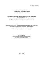 Социально-производственная реструктуризация предприятия - тема автореферата по экономике, скачайте бесплатно автореферат диссертации в экономической библиотеке