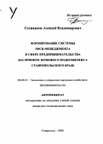 Формирование системы риск-менеджмента в сфере предпринимательства - тема автореферата по экономике, скачайте бесплатно автореферат диссертации в экономической библиотеке