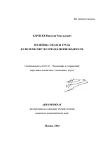 Политика оплаты труда в системе мер по преодолению бедности - тема автореферата по экономике, скачайте бесплатно автореферат диссертации в экономической библиотеке