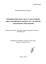 Муниципальный рынок труда и удовлетворение спроса предприятий на рабочую силу - тема автореферата по экономике, скачайте бесплатно автореферат диссертации в экономической библиотеке