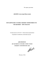 Методические основы оценки эффективности управления персоналом - тема автореферата по экономике, скачайте бесплатно автореферат диссертации в экономической библиотеке