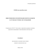 Инвестиционное проектирование нефтегазодобычи на труднодоступных месторождениях - тема автореферата по экономике, скачайте бесплатно автореферат диссертации в экономической библиотеке