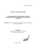 Организационно-экономические основы формирования региональной инновационной системы - тема автореферата по экономике, скачайте бесплатно автореферат диссертации в экономической библиотеке