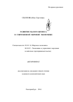 Развитие малого бизнеса в современной мировой экономике - тема автореферата по экономике, скачайте бесплатно автореферат диссертации в экономической библиотеке