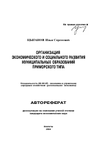 Организация экономического и социального развития муниципальных образований приморского типа - тема автореферата по экономике, скачайте бесплатно автореферат диссертации в экономической библиотеке