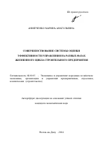 Совершенствование системы оценки эффективности управления на разных фазах жизненного цикла строительного предприятия - тема автореферата по экономике, скачайте бесплатно автореферат диссертации в экономической библиотеке