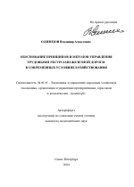 Обоснование принципов и методов управления трудовыми ресурсами железной дороги в современных условиях хозяйствования - тема автореферата по экономике, скачайте бесплатно автореферат диссертации в экономической библиотеке