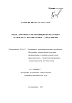 Оценка соответствия инновационного проекта потенциалу промышленного предприятия - тема автореферата по экономике, скачайте бесплатно автореферат диссертации в экономической библиотеке