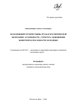 Молодежный сегмент рынка труда в посткризисной экономике: особенности, структура, повышение конкурентоспособности молодежи - тема автореферата по экономике, скачайте бесплатно автореферат диссертации в экономической библиотеке