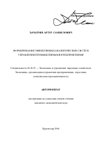 Формирование эффективных аналитических систем управления промышленными предприятиями - тема автореферата по экономике, скачайте бесплатно автореферат диссертации в экономической библиотеке