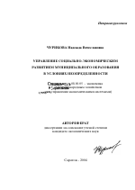 Управление социально-экономическим развитием муниципального образования в условиях неопределенности - тема автореферата по экономике, скачайте бесплатно автореферат диссертации в экономической библиотеке