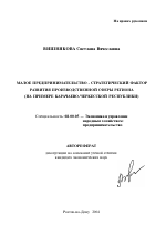 Малое предпринимательство - стратегический фактор развития производственной сферы региона - тема автореферата по экономике, скачайте бесплатно автореферат диссертации в экономической библиотеке