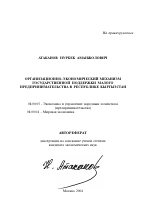 Организационно-экономический механизм государственной поддержки малого предпринимательства в Республике Кыргызстан - тема автореферата по экономике, скачайте бесплатно автореферат диссертации в экономической библиотеке