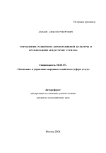 Управление развитием корпоративной культуры в организациях индустрии туризма - тема автореферата по экономике, скачайте бесплатно автореферат диссертации в экономической библиотеке
