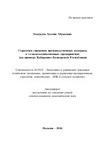 Стратегия снижения производственных издержек в сельскохозяйственных предприятиях - тема автореферата по экономике, скачайте бесплатно автореферат диссертации в экономической библиотеке