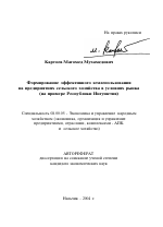 Формирование эффективного землепользования на предприятиях сельского хозяйства в условиях рынка - тема автореферата по экономике, скачайте бесплатно автореферат диссертации в экономической библиотеке