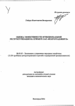 Оценка эффективности функциональной реструктуризации на примере ОАО "Волгоградэнерго" - тема автореферата по экономике, скачайте бесплатно автореферат диссертации в экономической библиотеке