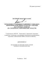 Управление устойчивым развитием социально-экономической инфраструктуры сельских населенных пунктов - тема автореферата по экономике, скачайте бесплатно автореферат диссертации в экономической библиотеке