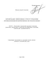 Формирование эффективных структур управления промышленными предприятиями и системы их оценки - тема автореферата по экономике, скачайте бесплатно автореферат диссертации в экономической библиотеке