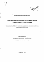 Механизмы формирования стратегии развития муниципального образования - тема автореферата по экономике, скачайте бесплатно автореферат диссертации в экономической библиотеке