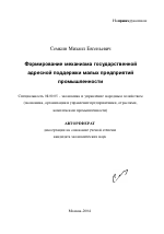 Формирование механизма государственной адресной поддержки малых предприятий промышленности - тема автореферата по экономике, скачайте бесплатно автореферат диссертации в экономической библиотеке