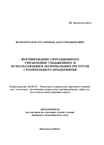 Формирование ситуационного управления снабжением и использованием материальных ресурсов строительного предприятия - тема автореферата по экономике, скачайте бесплатно автореферат диссертации в экономической библиотеке