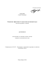 Повышение эффективности управления организацией труда железнодорожной станции - тема автореферата по экономике, скачайте бесплатно автореферат диссертации в экономической библиотеке