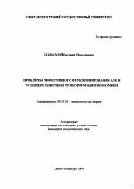 Проблемы эффективного функционирования АПК в условиях рыночной трансформации экономики - тема автореферата по экономике, скачайте бесплатно автореферат диссертации в экономической библиотеке