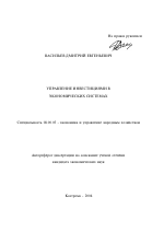 Управление инвестициями в экономических системах - тема автореферата по экономике, скачайте бесплатно автореферат диссертации в экономической библиотеке