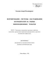 Формирование системы обслуживания потребителей на рынке инновационных товаров - тема автореферата по экономике, скачайте бесплатно автореферат диссертации в экономической библиотеке