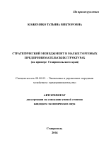 Стратегический менеджмент в малых торговых предпринимательских структурах - тема автореферата по экономике, скачайте бесплатно автореферат диссертации в экономической библиотеке