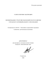 Формирование стратегии экономического развития городского муниципального образования - тема автореферата по экономике, скачайте бесплатно автореферат диссертации в экономической библиотеке