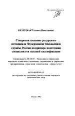 Совершенствование ресурсного потенциала Федеральной таможенной службы России на примере подготовки специалистов высшей квалификации - тема автореферата по экономике, скачайте бесплатно автореферат диссертации в экономической библиотеке