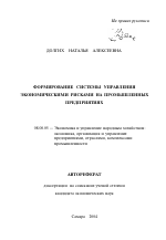 Формирование системы управления экономическими рисками на промышленных предприятиях - тема автореферата по экономике, скачайте бесплатно автореферат диссертации в экономической библиотеке
