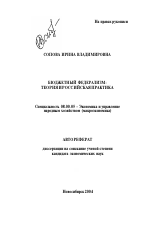 Бюджетный федерализм - тема автореферата по экономике, скачайте бесплатно автореферат диссертации в экономической библиотеке