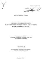 Совершенствование механизма взаимодействия муниципального образования и хозяйствующего субъекта - тема автореферата по экономике, скачайте бесплатно автореферат диссертации в экономической библиотеке