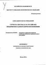 Структура персонала на российских предприятиях в демографическом измерении - тема автореферата по экономике, скачайте бесплатно автореферат диссертации в экономической библиотеке