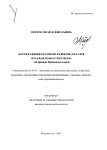 Формирование профилей развития отраслей промышленности региона - тема автореферата по экономике, скачайте бесплатно автореферат диссертации в экономической библиотеке