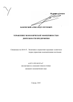 Управление экономической эффективностью деятельности предприятия - тема автореферата по экономике, скачайте бесплатно автореферат диссертации в экономической библиотеке