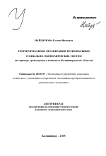 Территориальная организация региональных социально-экономических систем - тема автореферата по экономике, скачайте бесплатно автореферат диссертации в экономической библиотеке