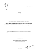 Особенности развития инновационно-инвестиционной деятельности в историческом и культурном центре мегаполиса - тема автореферата по экономике, скачайте бесплатно автореферат диссертации в экономической библиотеке