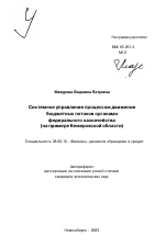 Системное управление процессом движения бюджетных потоков органами федерального казначейства - тема автореферата по экономике, скачайте бесплатно автореферат диссертации в экономической библиотеке
