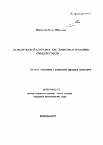 Экономический компонент системы самоуправления среднего города - тема автореферата по экономике, скачайте бесплатно автореферат диссертации в экономической библиотеке